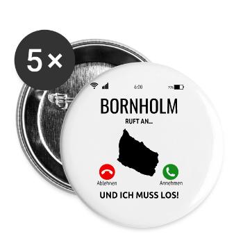 Bornholm Dänemark Insel Urlaub Idee - Buttons groß 56 mm (5er Pack) - Weiß - Vorne