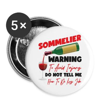 Dégustation de vin de sommelier - Lot de 5 grands badges (56 mm) - blanc - Devant