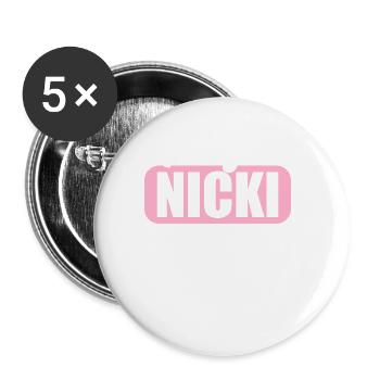 DDR Ostdeutschland Osten Ossi Ausgeh Nicki - Buttons groß 56 mm (5er Pack) - Weiß - Vorne