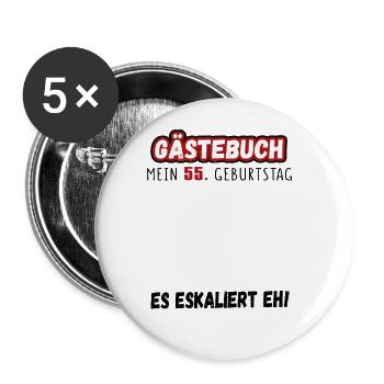 55. Geburtstag Mann Frau Gästebuch Lustig Geschenk - Buttons groß 56 mm (5er Pack) - Weiß - Vorne