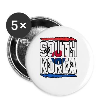 Südkorea - Buttons groß 56 mm (5er Pack) - Weiß - Vorne