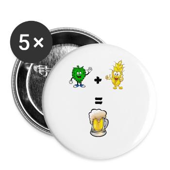 Bier Beer Alkohol Party Saufen JGA Fest - Buttons groß 56 mm (5er Pack) - Weiß - Vorne