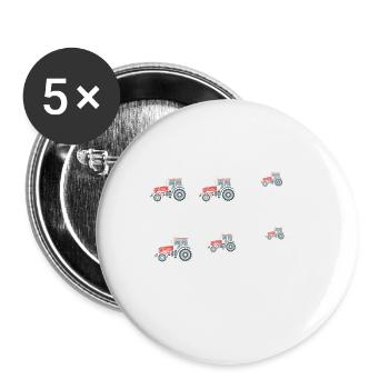Traktor Trecker Bauer Freizeit Dinge als Landwirt - Buttons groß 56 mm (5er Pack) - Weiß - Vorne