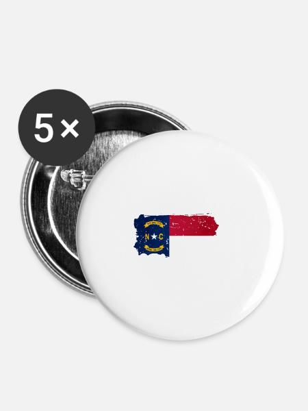 North Carolina - Buttons groß 56 mm (5er Pack) - Weiß