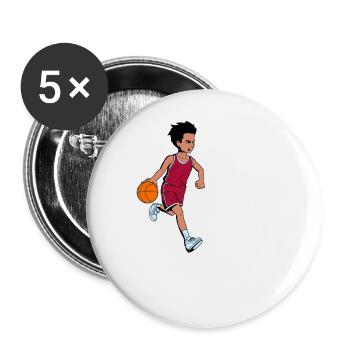 Boy plays basketball - I'm 6 - Buttons large 2.2''/56 mm (5-pack) - white - Front