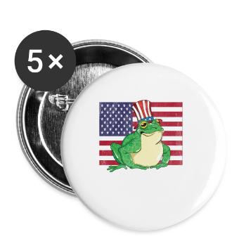 Verrückte Amerika Ochsenfrosch Lady fängt und isst - Buttons groß 56 mm (5er Pack) - Weiß - Vorne