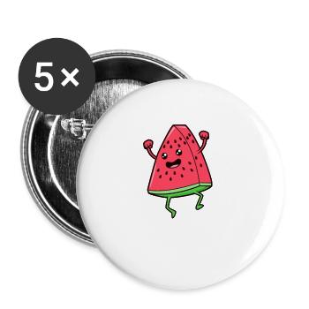 Kawaii Comic Pastèque - Lot de 5 grands badges (56 mm) - blanc - Devant