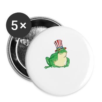 Amerikanischer Ochsenfrosch Fänger fängt und isst - Buttons groß 56 mm (5er Pack) - Weiß - Vorne