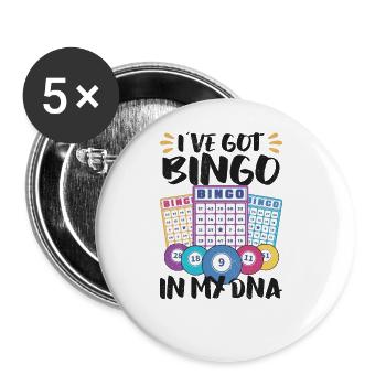 Bingo Card Game Grandma Bingo Player Bingo Cards - Buttons groß 56 mm (5er Pack) - Weiß - Vorne