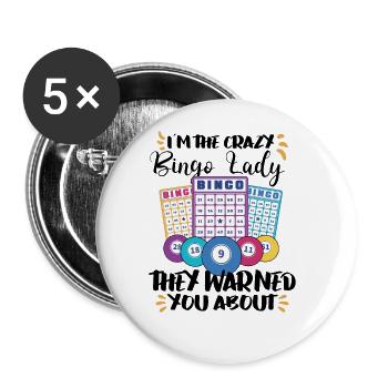 Bingo Card Game Grandma Bingo Player Bingo Cards - Buttons groß 56 mm (5er Pack) - Weiß - Vorne