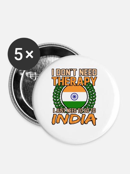 Indien - Buttons groß 56 mm (5er Pack) - Weiß