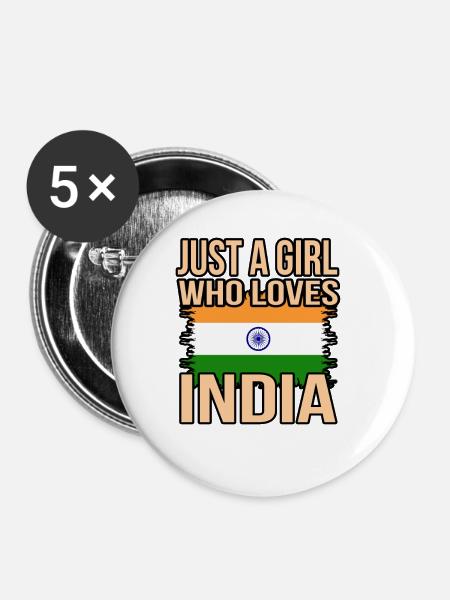 Indien - Buttons groß 56 mm (5er Pack) - Weiß