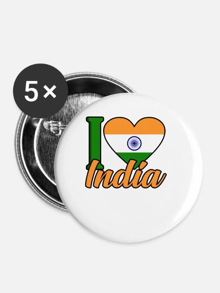 Indien - Buttons groß 56 mm (5er Pack) - Weiß