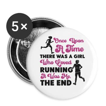 Running Runner Half Marathon Girl - Buttons groß 56 mm (5er Pack) - Weiß - Vorne
