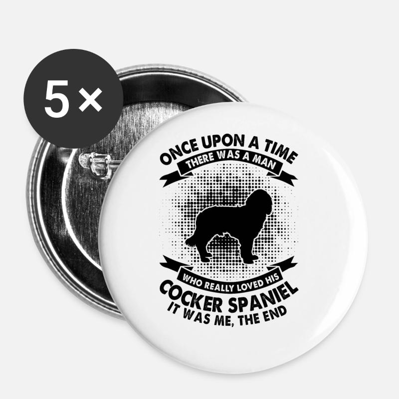 Once upon a time - Cocker Spaniel - Buttons large 2.2''/56 mm (5-pack) - white
