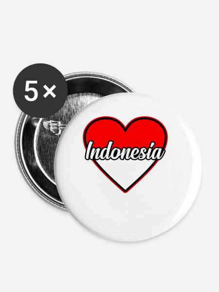 Indonesien - Buttons groß 56 mm (5er Pack) - Weiß