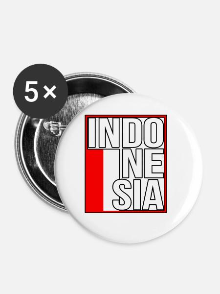 Indonesien - Buttons groß 56 mm (5er Pack) - Weiß
