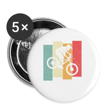 Retro Look MTB Design for Bike Lovers - Buttons large 2.2''/56 mm (5-pack) - white - Front
