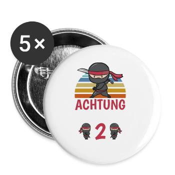 Achtung Ich bin 2 - Buttons groß 56 mm (5er Pack) - Weiß - Vorne
