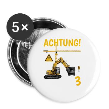 Achtung Ich bin 3 - Buttons groß 56 mm (5er Pack) - Weiß - Vorne