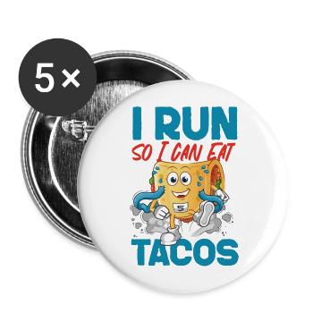 Running Runner Half Marathon Taco - Buttons groß 56 mm (5er Pack) - Weiß - Vorne