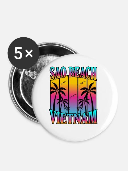 Vietnam - Buttons groß 56 mm (5er Pack) - Weiß