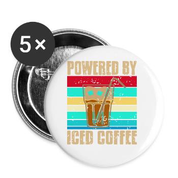 Rétro Vintage Propulsé par du thé glacé au café frais - Lot de 5 grands badges (56 mm) - blanc - Devant