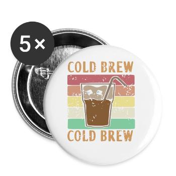 Super COLD BREW Retro Vintage Designs T-Shirt - Lot de 5 grands badges (56 mm) - blanc - Devant