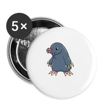 Taupe étoile kawaii - Lot de 5 grands badges (56 mm) - blanc - Devant