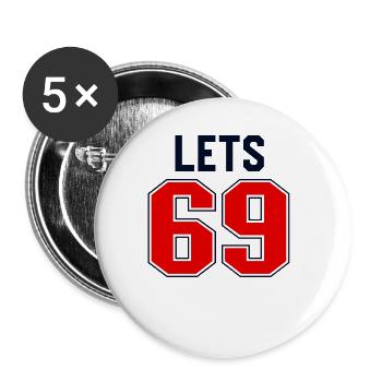 Lasst uns 69 Jersey lustiger Erwachsener unangemes - Buttons groß 56 mm (5er Pack) - Weiß - Vorne