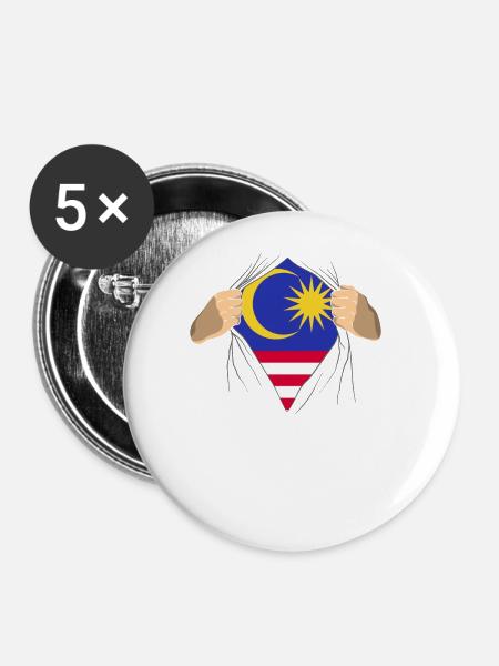 Malaysia - Buttons groß 56 mm (5er Pack) - Weiß