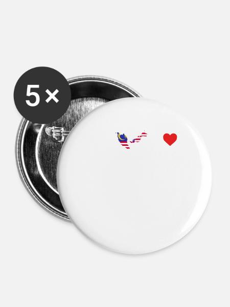 Malaysia - Buttons groß 56 mm (5er Pack) - Weiß