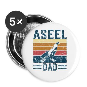 Zuchtrasse - Vintage Aseel - Lot de 5 grands badges (56 mm) - blanc - Devant