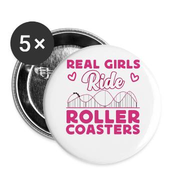 Roller Coaster Girl Real Girls - Lot de 5 grands badges (56 mm) - blanc - Devant