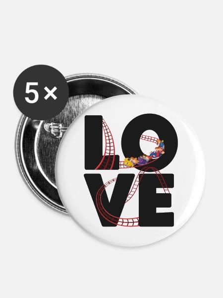 Roller Coaster Love - Buttons groß 56 mm (5er Pack) - Weiß