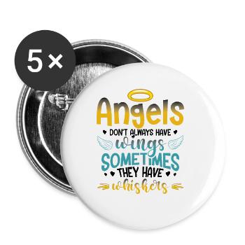 Angels Don't Always Have Wings. - Buttons large 2.2''/56 mm (5-pack) - white - Front