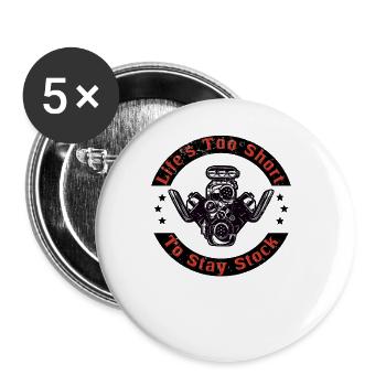 Muscel Car V8 Turbocharger Tuning Rennwagen - Buttons groß 56 mm (5er Pack) - Weiß - Vorne