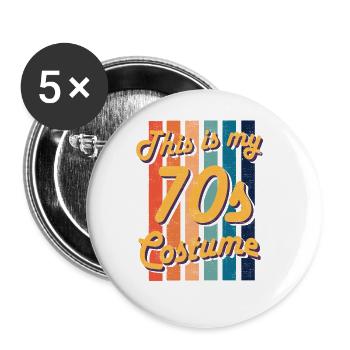Das ist mein 70er Jahre Kostüm Retro Vintage Hippy - Buttons groß 56 mm (5er Pack) - Weiß - Vorne