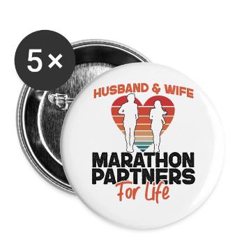 Running Runner Half Marathon - Buttons large 2.2''/56 mm (5-pack) - white - Front