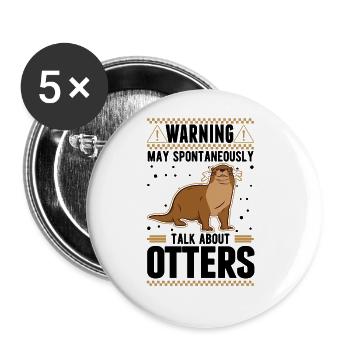Avertissement Loutre Loutre De mer Loutre - Lot de 5 grands badges (56 mm) - blanc - Devant