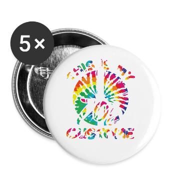 Das ist mein 70er Jahre Kostüm Retro Vintage Hippy - Buttons groß 56 mm (5er Pack) - Weiß - Vorne