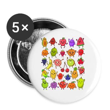 Comic Kawaii Fruits - Buttons large 2.2''/56 mm (5-pack) - white - Front