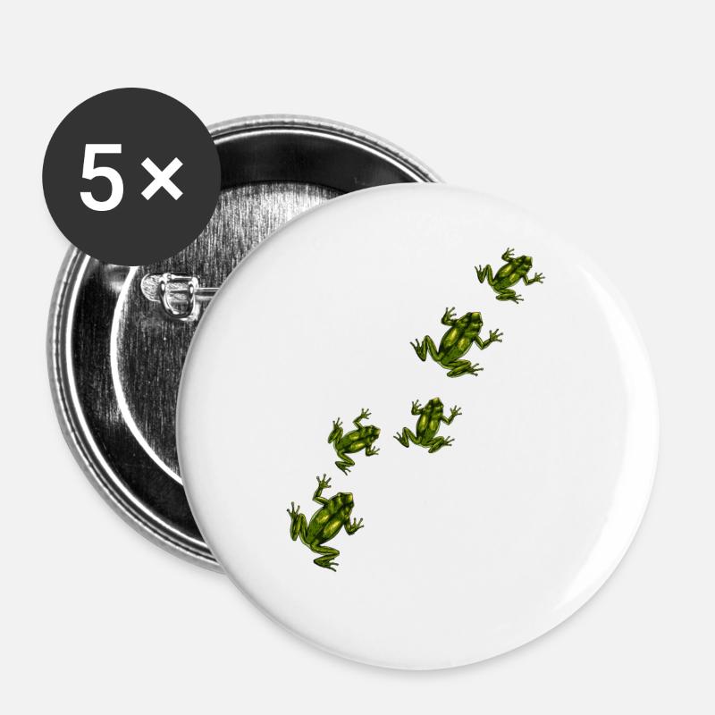 Frogs on the way - Frog migration - Buttons large 2.2''/56 mm (5-pack) - white