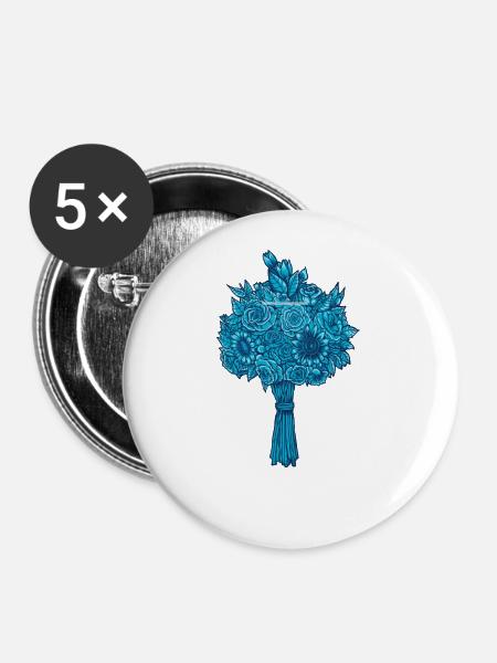 Blumenstrauß - Buttons groß 56 mm (5er Pack) - Weiß