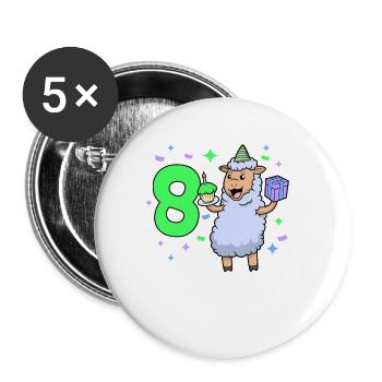 With sheep - girl birthday 8 years - Buttons large 2.2''/56 mm (5-pack) - white - Front