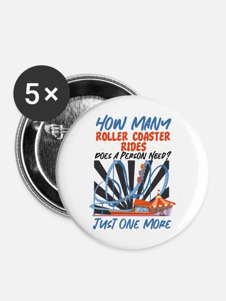 Roller Coaster How Many Roller - Buttons groß 56 mm (5er Pack) - Weiß