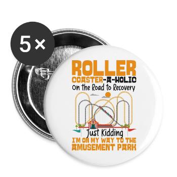 Roller de montagnes russes - Lot de 5 grands badges (56 mm) - blanc - Devant