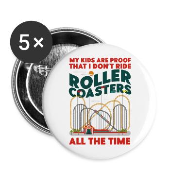Montagnes russes Maman Papa Mère - Lot de 5 grands badges (56 mm) - blanc - Devant
