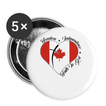 Liberté Foi en Dieu - Canada - Lot de 5 grands badges (56 mm) - blanc - Devant
