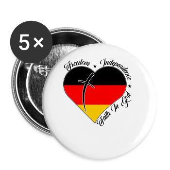 Freiheit Glaube An Gott - Deutschland - Buttons groß 56 mm (5er Pack) - Weiß - Vorne